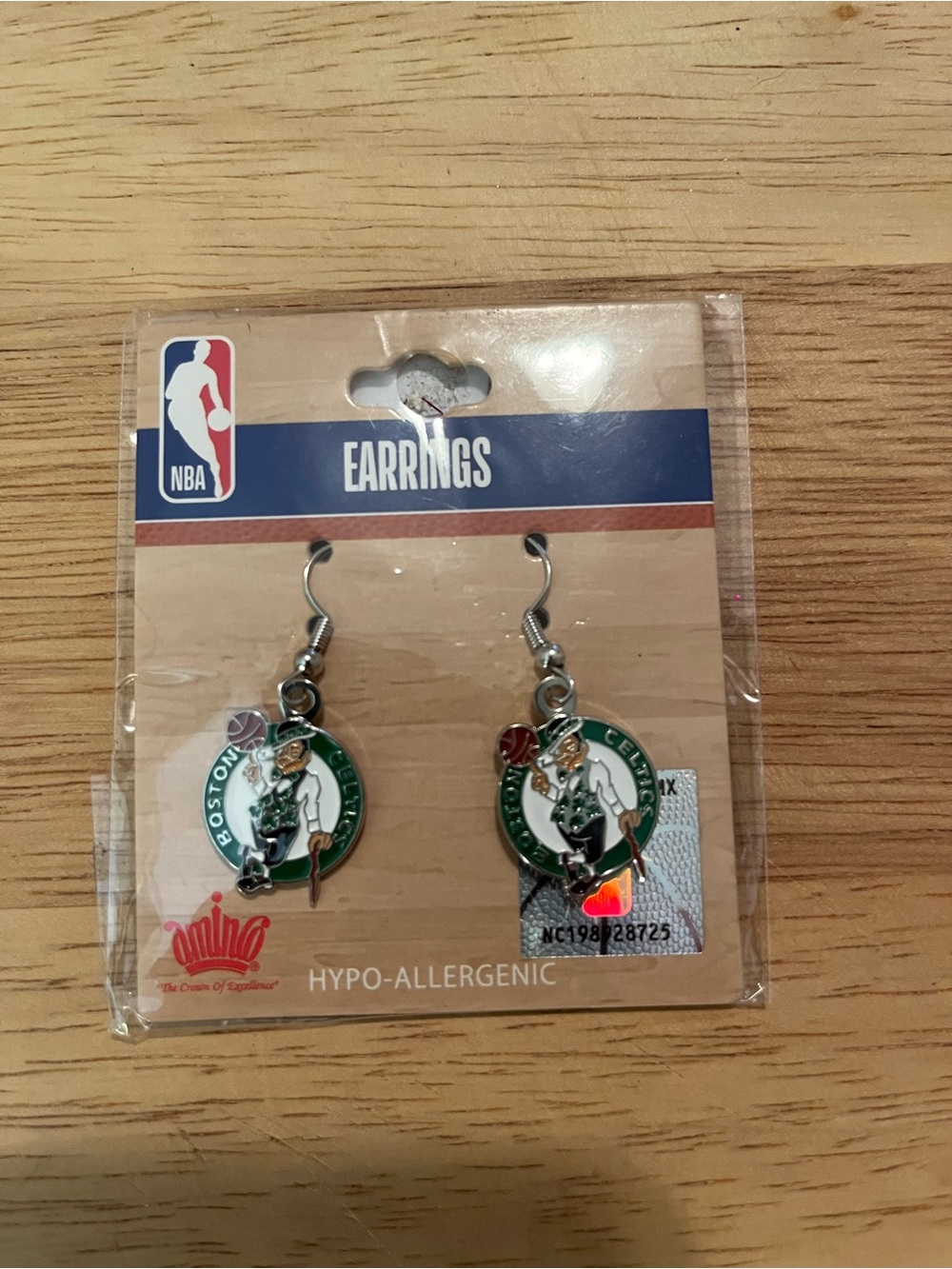 NBA Boston Celtics Green and White Logo Dangle Earrings